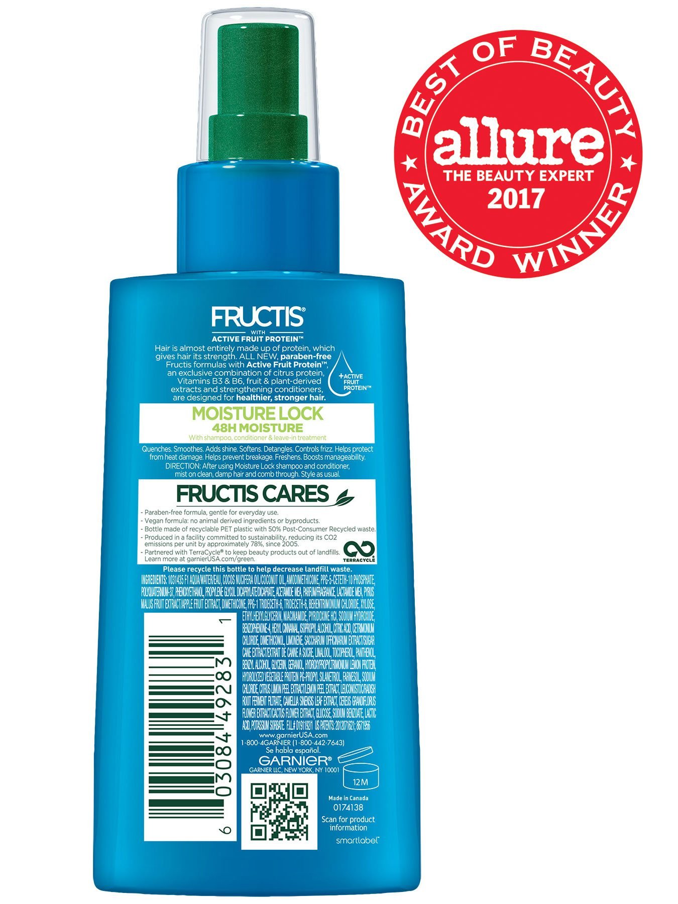 fructis moisture lock 10 in 1 leave in spray back shot